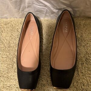 Alfani Black Ballet Flats with Gold Toe Cap